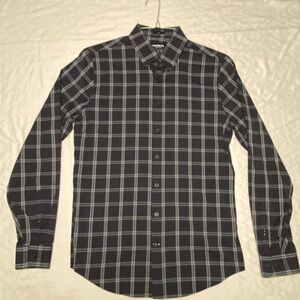 Express Men’s Performance Button-Down, Size S, Slim, Black/Grey